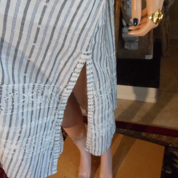 New LoveShackFancy Blue/Ivory Striped Maxi Dress Size S - Picture 9 of 16